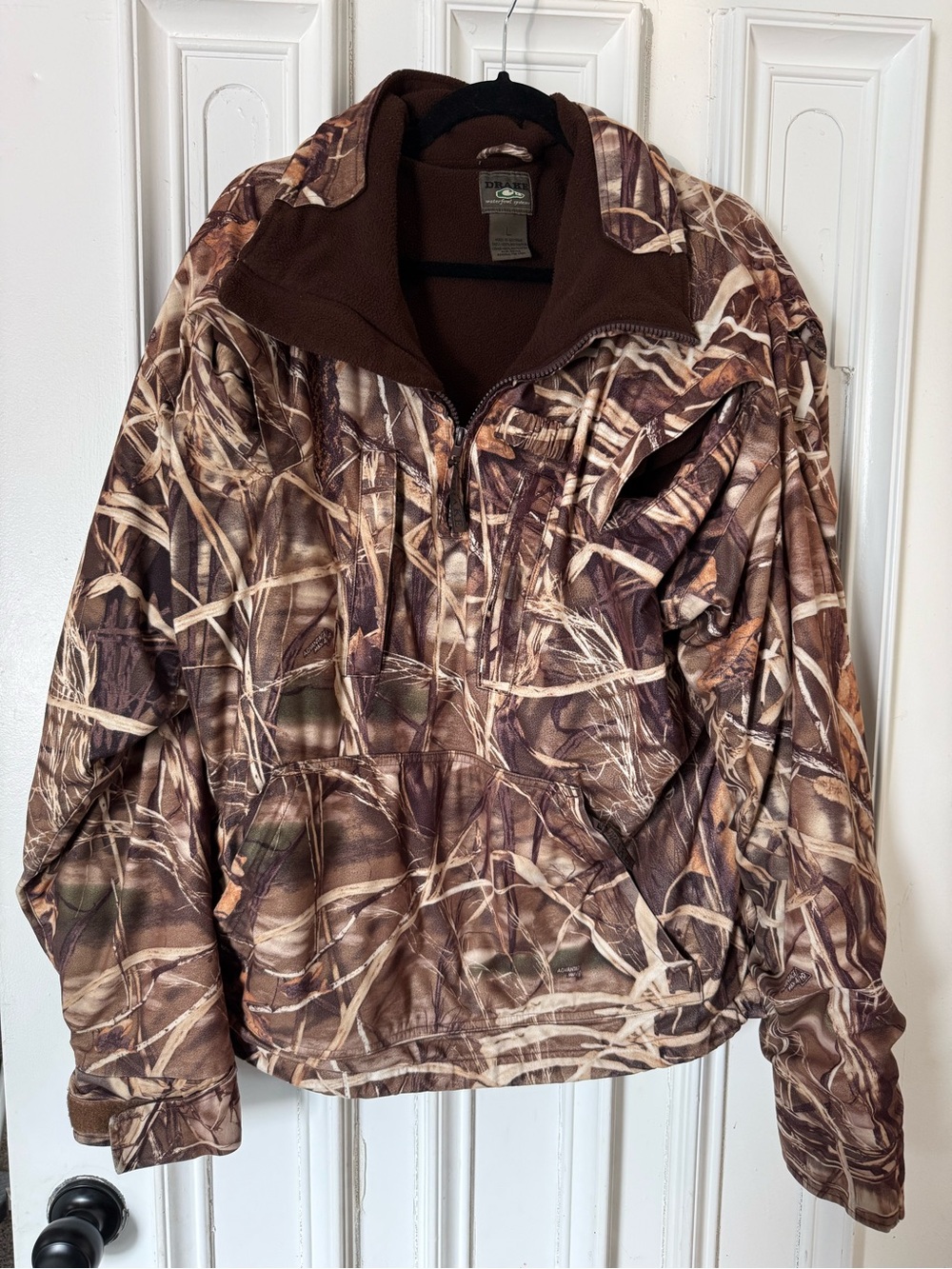 Drake Waterfowl Systems 1/4 Zip Pullover Jacket Max-4 Pattern Men's size Large